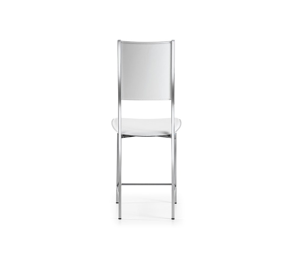 Alessia tabouret design de Cattelan Italia : design minimaliste, structure en acier laqué et assise en cuir véritable, alliance d’élégance et de confort italien. Disponible chez D-Style Interior.
