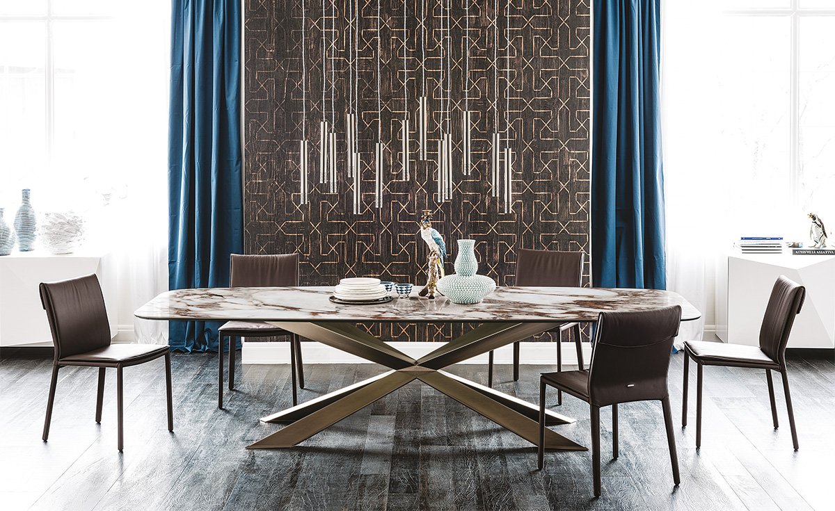 Spyder Keramik table design haut de gamme en acier en X signée Cattelan Italia, alliance parfaite entre élégance et robustesse. Disponible chez D-Style Interior.