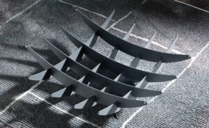 Table basse design haut de gamme Atlas par Cattelan Italia, plateau verre avec base acier méridiens, disponible chez D-Style Interior.