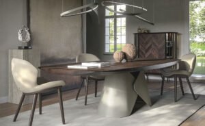 Scott Wood table de Cattelan Italia allie l’art du bois noble et la puissance sculpturale du métal dans une création d’exception. Disponible chez D-Style Interior.