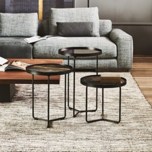 Table basse design haut de gamme Billy Keramik par Cattelan Italia, plateau céramique Marmi avec structure métallique, disponible chez D-Style Interior.