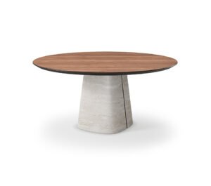 Rado Wood Round table ronde en bois et céramique signée Cattelan Italia, alliant élégance naturelle, innovation artisanale et design haut de gamme. Disponible chez D-Style Interior.