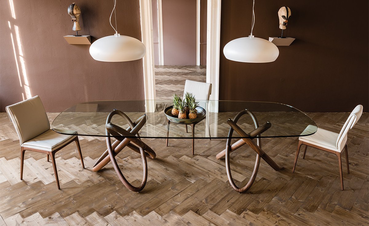 Carioca – Table design contemporain en verre et bois Cattelan Italia disponible chez D-Style Interior