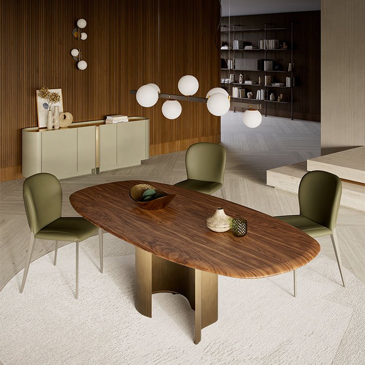 Papelito Wood table design haut de gamme alliant base sculpturale en acier et plateau en bois noble, inspirée des formes fluides de la nature. Disponible chez D-Style Interior.