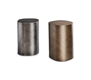 Table basse design haut de gamme Pancho par Cattelan Italia, acier Brushed aux formes minérales, disponible chez D-Style Interior.