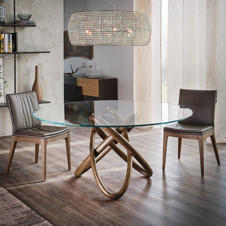 Carioca – Table design contemporain en verre et bois Cattelan Italia disponible chez D-Style Interior