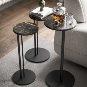 Table basse design haut de gamme Sting Cattelan Italia, plateau céramique Marmi sur base acier embouti, disponible chez D-Style Interior.