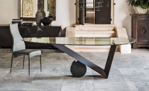 Valentino table de Cattelan Italia, une pièce iconique alliant marbre, bois et verre. Design sculptural et finitions d’exception. Disponible chez D-Style Interior.