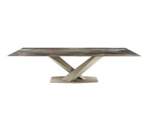 Stratos Crystalart table design haut de gamme en verre décoratif et acier par Cattelan Italia. Élégante et lumineuse, elle reflète le meilleur du design italien. Disponible chez D-Style Interior.