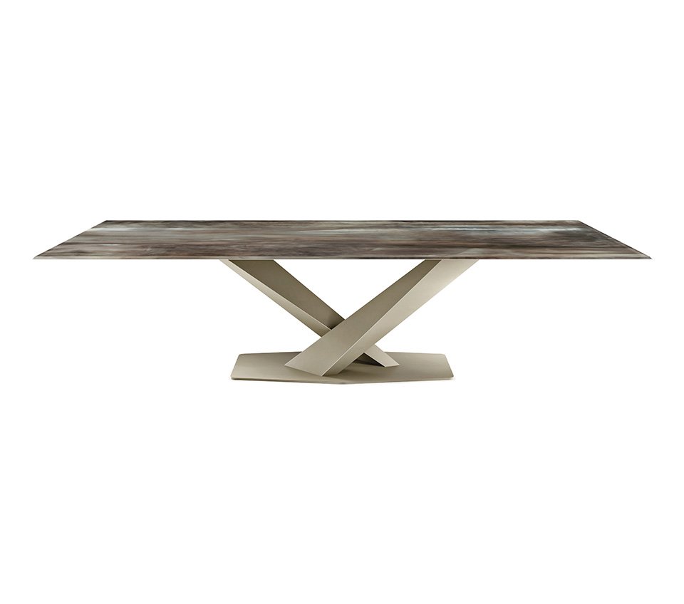 Stratos Crystalart table design haut de gamme en verre décoratif et acier par Cattelan Italia. Élégante et lumineuse, elle reflète le meilleur du design italien. Disponible chez D-Style Interior.