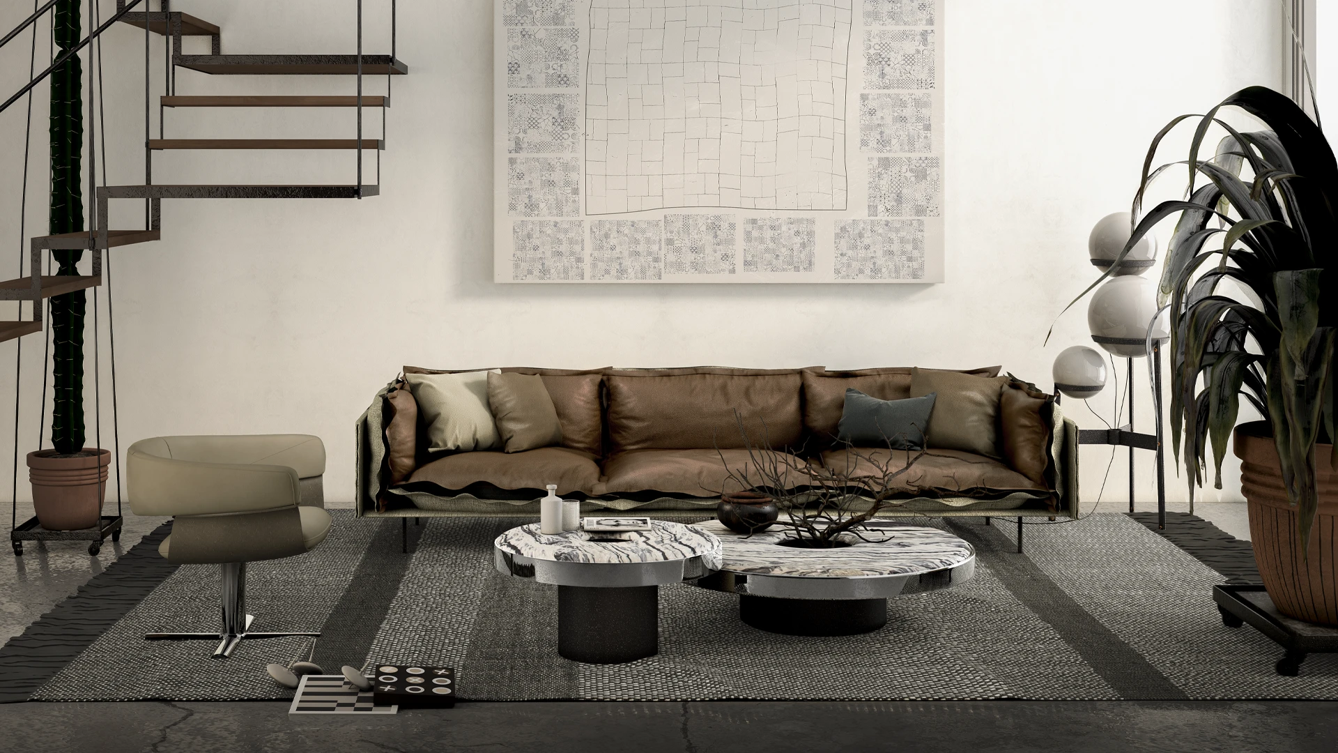 Table basse design haut de gamme Aperitivo Arketipo par Mauro Lipparini, plateau marbre avec seau à glace intégré, disponible chez D-Style Interior.