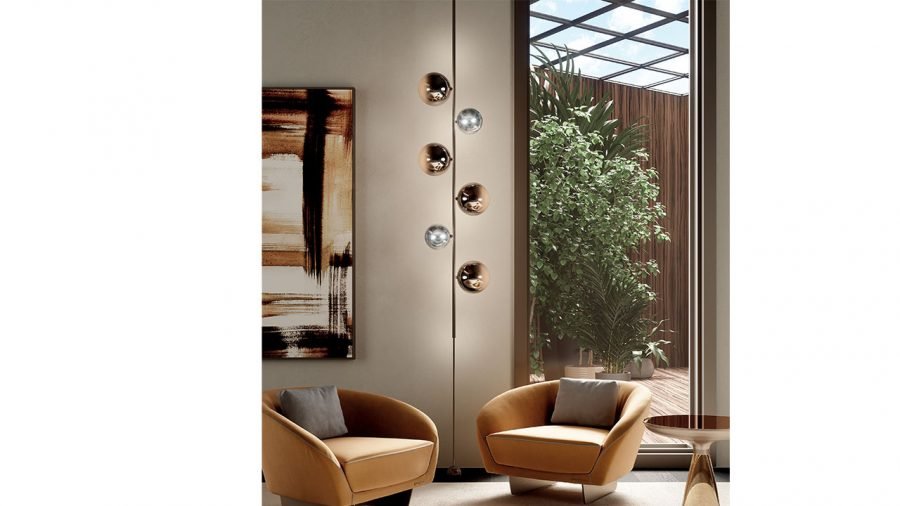 Luminaire suspendu BULLES XL SOSPENSIONE en verre borosilicaté et structure bronze par Reflex Angelo disponible chez D-Style Interior