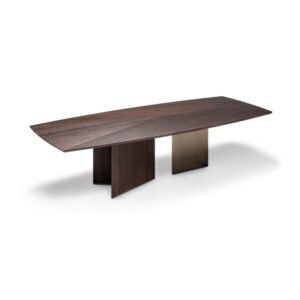 Table à manger design haut de gamme Epsilon par Arketipo, plateau bois et métal design Manzoni & Tapinassi, disponible chez D-Style Interior
