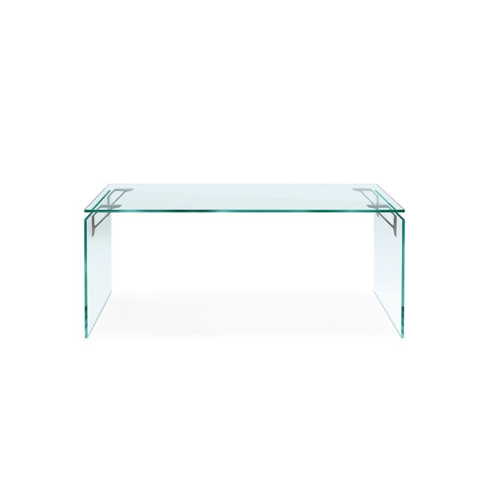 Bright Bureau en verre design haut de gamme FIAM Italia par Valerio Cometti, structure soudée en verre trempé 15 mm, design contemporain, disponible chez D-Style Interior