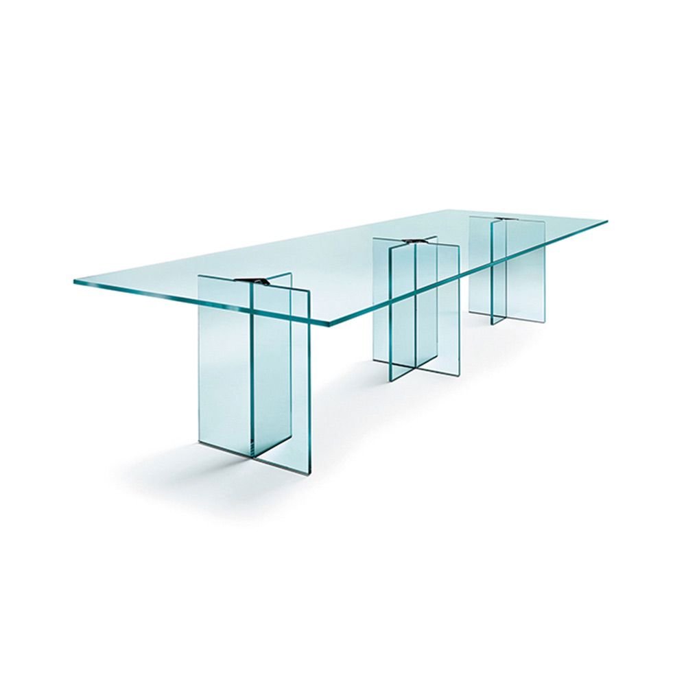 LLT OFX Meeting | Table de réunion en verre FIAM Italia design Dante O. Benini et Luca Gonzo, plateau 19 mm avec passages câbles, disponible chez D-Style Interior.