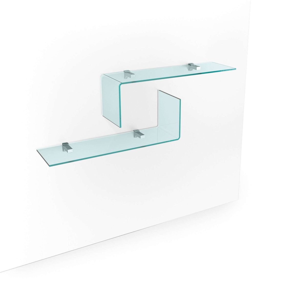 Rialto L mensole | Étagères design FIAM Italia en verre cintré 10 mm avec supports en métal chromé, disponibles chez D-Style Interior