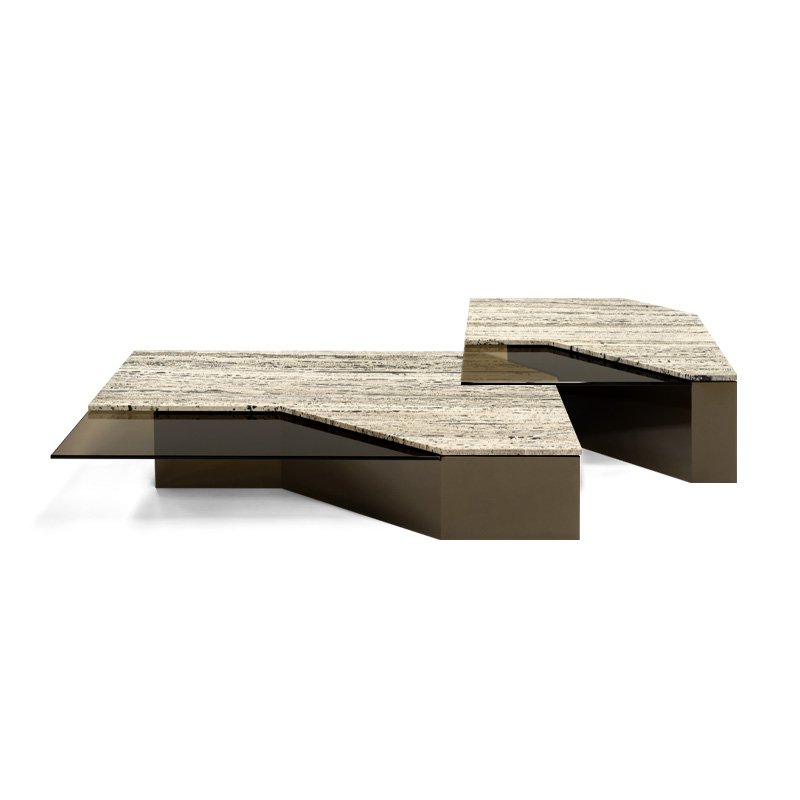 Roswell – Table basse design en marbre et verre Arketipo par Mauro Lipparini