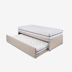Canapé-lit design haut de gamme Duetto Colunex, avec tiroir de rangement et deux matelas, disponible chez D-Style Interior.