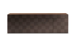 H_O Cabinet - Buffet design haut de gamme Poltrona Frau en cuir et noyer Canaletto - Collection Claudio Silvestrin