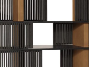 Bibliothèque design Lloyd par Poltrona Frau, système à géométrie variable avec grilles coulissantes, disponible chez D-Style Interior