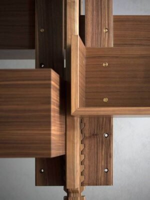 Bibliothèque design haut de gamme Albero par Poltrona Frau, structure noyer massif rotative 360°, disponible chez D-Style Interior