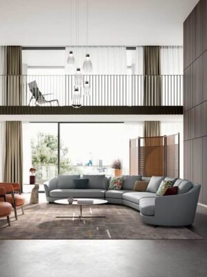 Canapé design haut de gamme DUO par Poltrona Frau, design courbe modulaire gainé cuir Pelle Frau®, disponible chez D-Style Interior