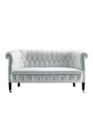 Canapé design haut de gamme Fumoir par Poltrona Frau, structure hêtre avec surpiqûres losanges et roulettes laiton, disponible chez D-Style Interior
