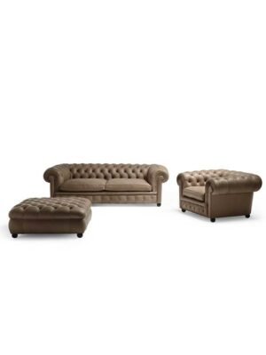 Canapé design haut de gamme Chester One par Poltrona Frau, structure hêtre avec capitonnage iconique et assise approfondie, disponible chez D-Style Interior