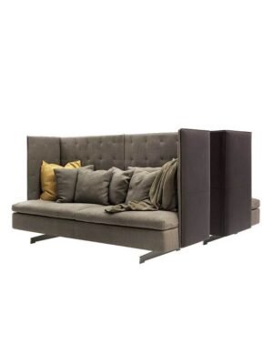 Canapé design haut de gamme GranTorino HB par Poltrona Frau, dossier haut en cuir sellerie avec structure métal, disponible chez D-Style Interior