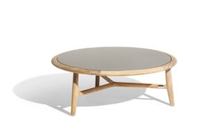 The Secret Garden | Table basse design haut de gamme Poltrona Frau, teck massif naturel et plateau en grès émaillé, disponible chez D-Style Interior
