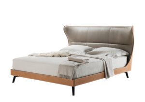 Mamy Blue Lit design haut de gamme par Poltrona Frau avec tête de lit en cuir Saddle Extra et Pelle Frau®, design italien disponible chez D-Style Interior
