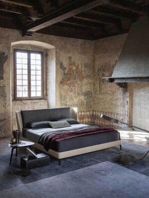 Bretagne Lit design haut de gamme en cuir Pelle Frau® par Poltrona Frau – Disponible chez D-Style Interior.