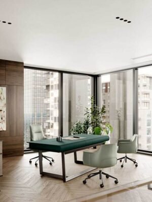Peek-a-Book Grand Bureau design haut de gamme Poltrona Frau par Roberto Lazzeroni, cuir Pelle Frau® et frêne massif, design italien haut de gamme disponible chez D-Style Interior