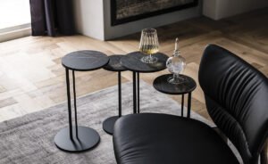 Table basse design haut de gamme Sting Cattelan Italia, plateau céramique Marmi sur base acier embouti, disponible chez D-Style Interior.