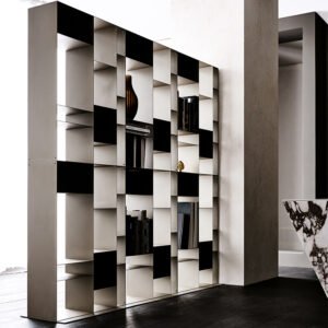 Bibliothèque design haut de gamme Latitude Cattelan Italia, bibliothèque modulable métallique avec module 70x26x100 cm, disponible chez D-Style Interior.