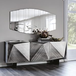 Buffet design haut de gamme Kayak par Cattelan Italia, design sculptural avec finitions brossées Bronze ou Gris, disponible chez D-Style Interior