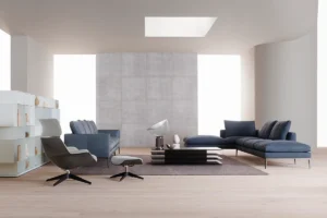 Leonard Canapé design haut de gamme alliant lignes géométriques élégantes et confort moelleux, signé Amura Lab. Disponible chez D-Style Interior.