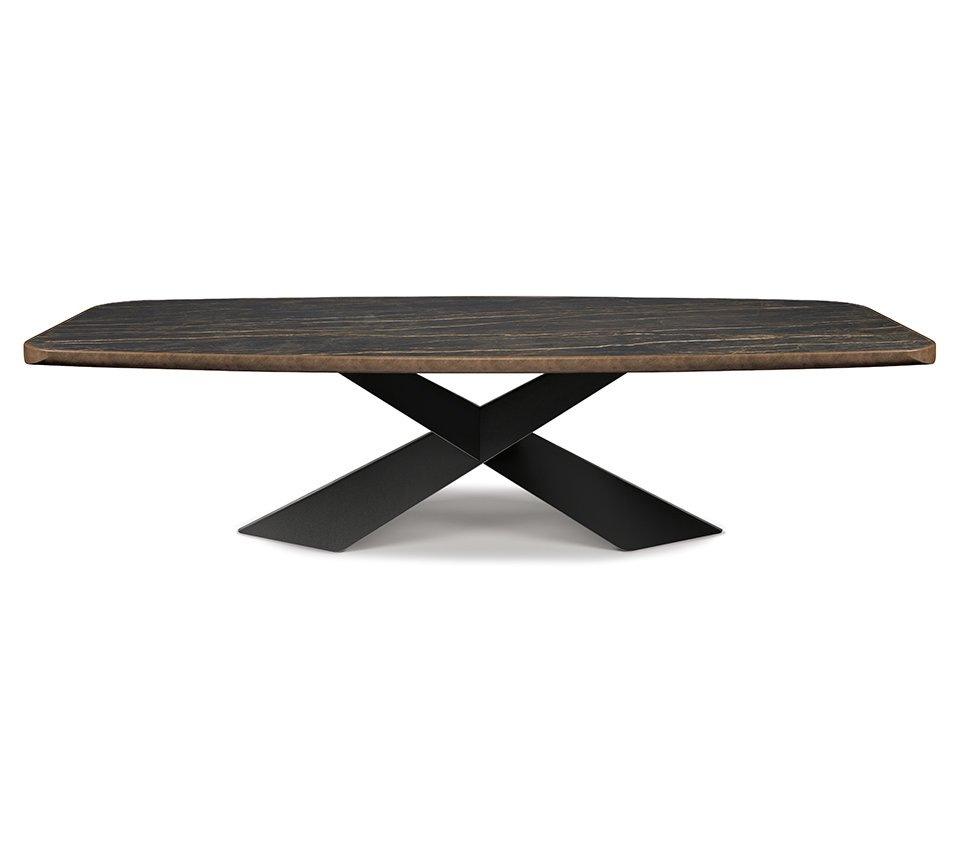 Découvrez Tyron Keramik Premium, table design Cattelan Italia avec plateau en céramique Marmi et base en acier laqué. Élégance italienne et finitions artisanales. Disponible chez D-Style Interior.
