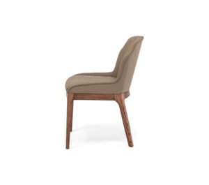 MUSA Chaise design en bois massif avec assise rembourrée en tissu ou cuir, avec ou sans accoudoirs. Disponible chez D-Style Interior.