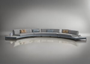 Sunset Round canapé modulable de Gamma Arredamenti, un modèle haut de gamme alliant confort, design circulaire et modularité. Disponible chez D-Style Interior.