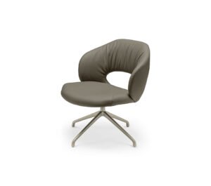 MIRANDA Lounge Fauteuil design pivotant ou fixe avec large assise arrondie et structure en aluminium ou acier embossé. Disponible chez D-Style Interior.