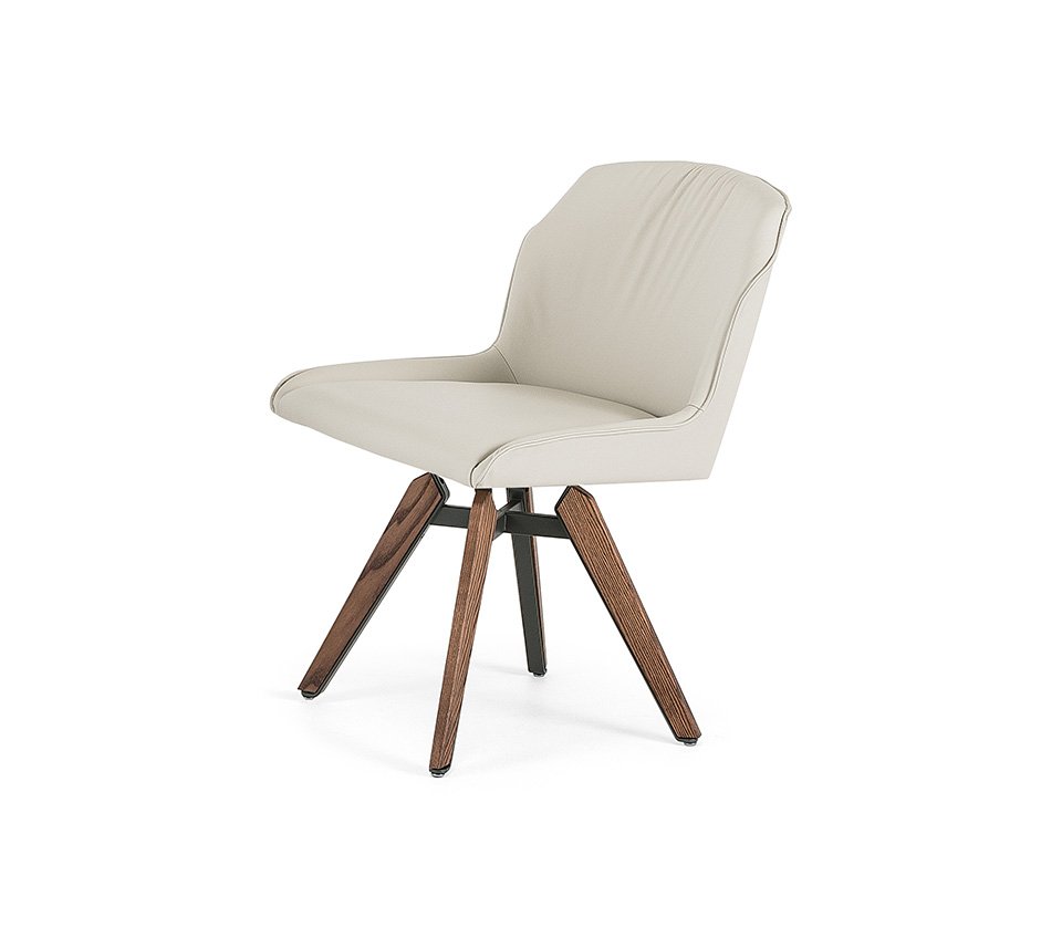 Tyler Chaise pivotante de Cattelan Italia : base en bois massif, assise pivotante à retour automatique et design italien raffiné. Disponible chez D-Style Interior.