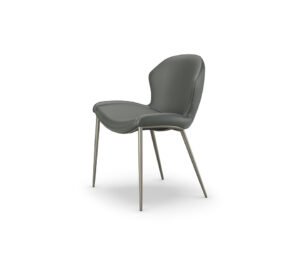 Rachel ML Chaise en acier embossé laqué avec assise rembourrée, alliant légèreté et style italien contemporain. Disponible chez D-Style Interior.