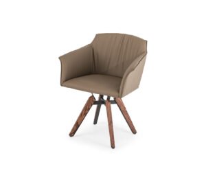 Tyler Chaise pivotante de Cattelan Italia : base en bois massif, assise pivotante à retour automatique et design italien raffiné. Disponible chez D-Style Interior.