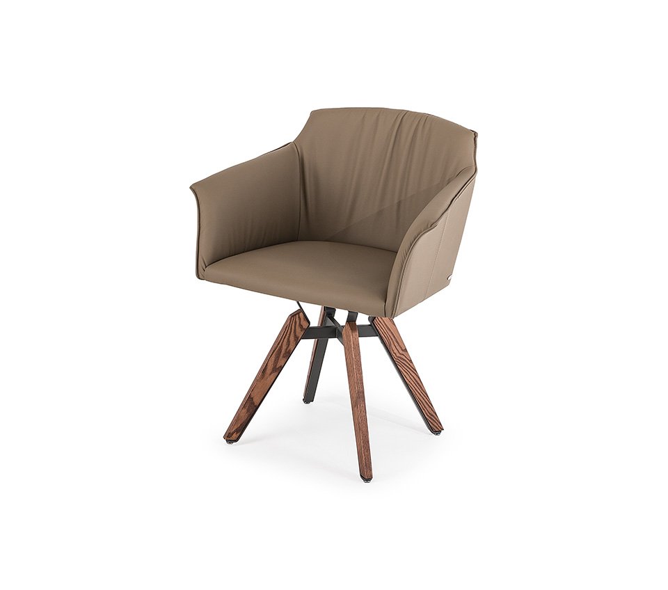 Tyler Chaise pivotante de Cattelan Italia : base en bois massif, assise pivotante à retour automatique et design italien raffiné. Disponible chez D-Style Interior.