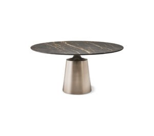 Yoda Keramik table design haut de gamme en céramique Marmi avec base sculpturale en acier. Disponible chez D-Style Interior.