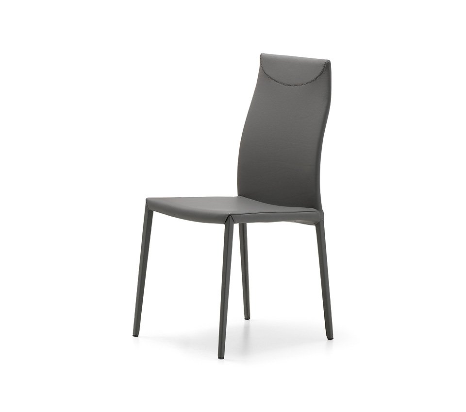 MAYA FLEX Chaise design haut de gamme avec dossier flexible et structure en acier, revêtement en tissu ou cuir. Disponible chez D-Style Interior.