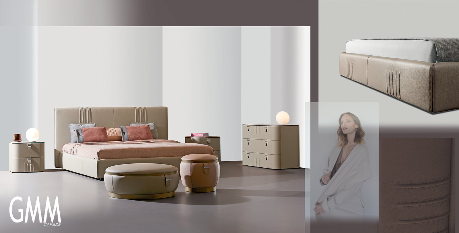 Philly Night lit de Gamma Arredamenti, fruit de la collaboration avec Giuseppe Viganò. Un modèle haut de gamme en cuir, élégant et contemporain. Disponible chez D-Style Interior.