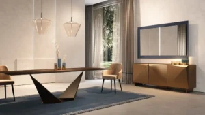 Origami Maxi Buffet design haut de gamme par Reflex Angelo avec structure métallique raffinée, trois portes et étagères en verre. Disponible chez D-Style Interior.