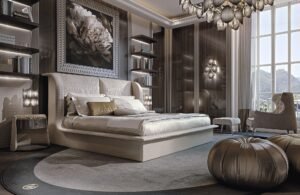 Flori pouf design haut de gamme par Vittoria Frigerio, finition plissée artisanale et allure élégante. Disponible chez D-Style Interior.